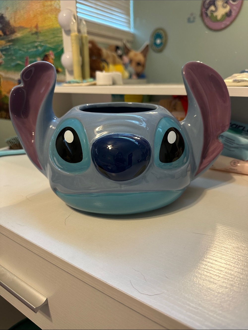 Disney Stitch Blue Ceramic Planter with Purple Ears